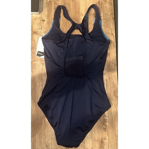 TYR Women's Max Splice  One Piece Racerback Padded Swimsuit Navy & Torq Size 12 - Picture 4 of 4